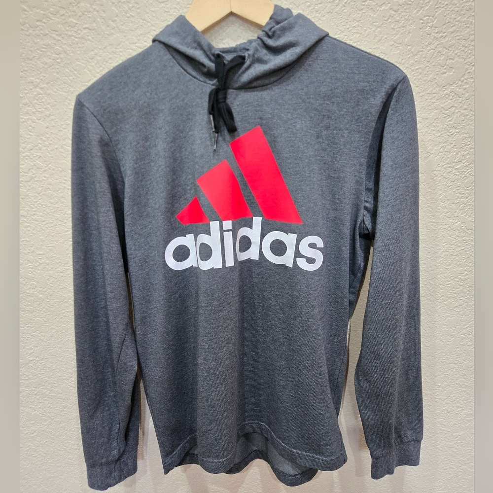 adidas Gray Hoodie with Red Logo
